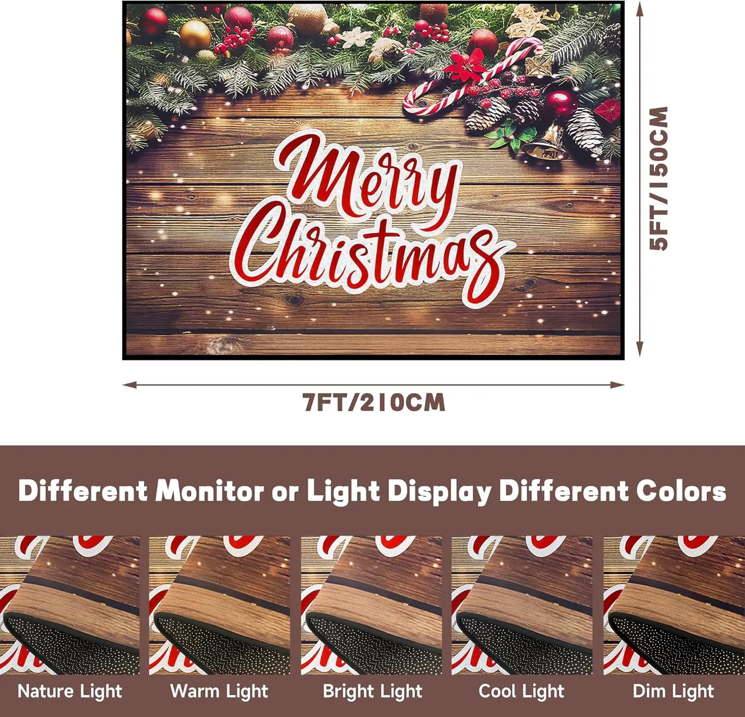 Christmas Rug Wood Grain Rugs, Xmas New Year Door Mat for Bedroom Living Room Kitchen, Merry Christmas Indoor Floor Mats for