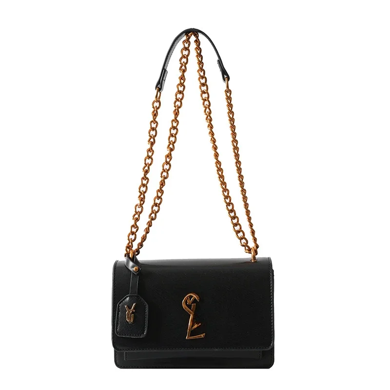 High-end Women\'s Bag 2024 New Popular French Chain Shoulder Bag Internet Celebrity Crossbody Small Square Bag