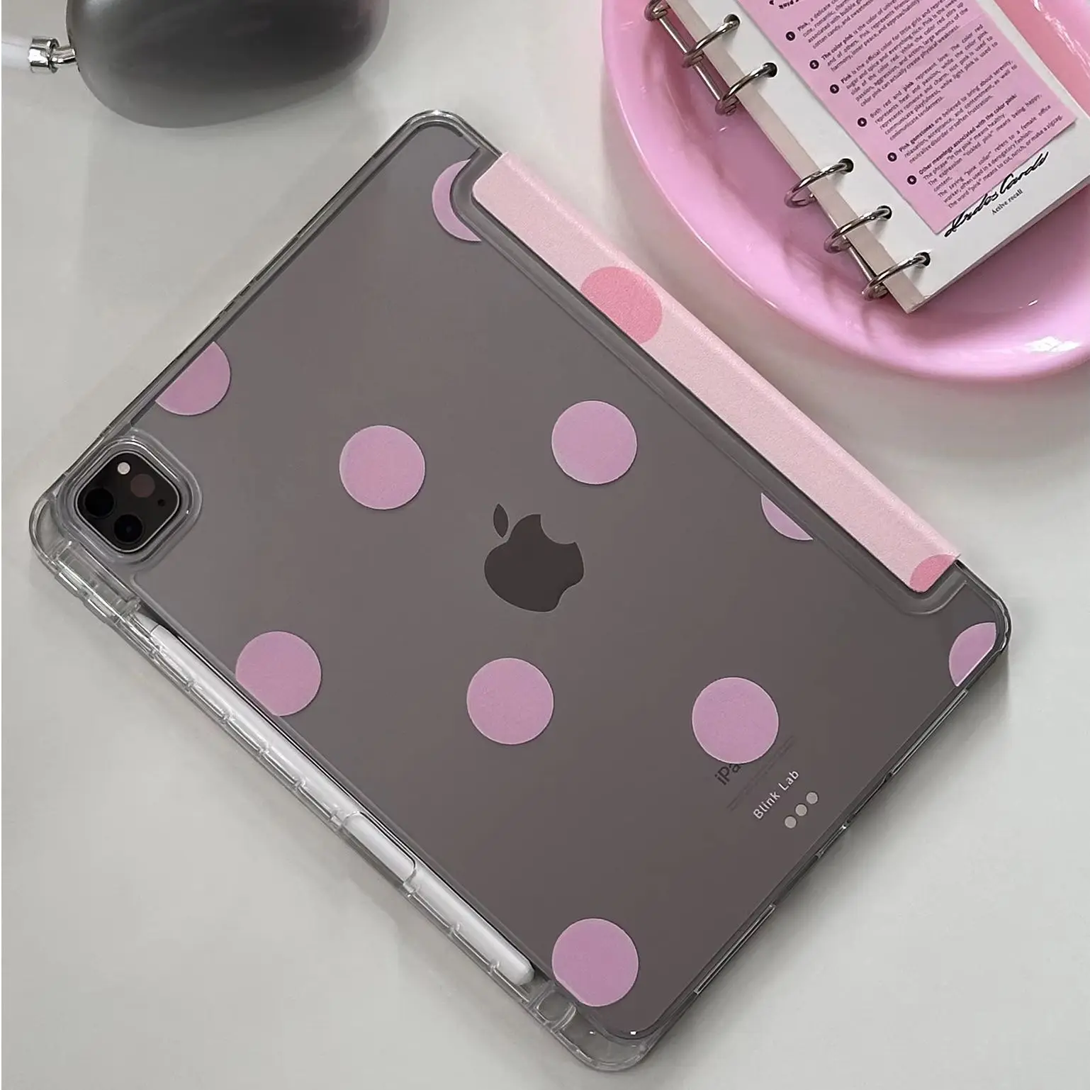 Cute Pink Big Wave Point Y2K Three Fold Cover For iPad Pro 13 11th M5 M4 12.9 A16 10 8 7 9th 10th Air 11 M2 M3 Mini Tablet Case