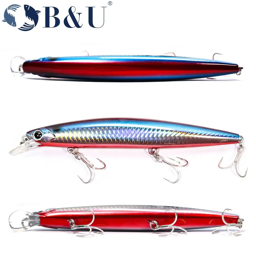 B&U 135 mm 27,1 g Ultra Long Casting 135S Salzwasser sinkende Minnow Gewicht Angelköder Seebarsch harter Köder – Detail 6