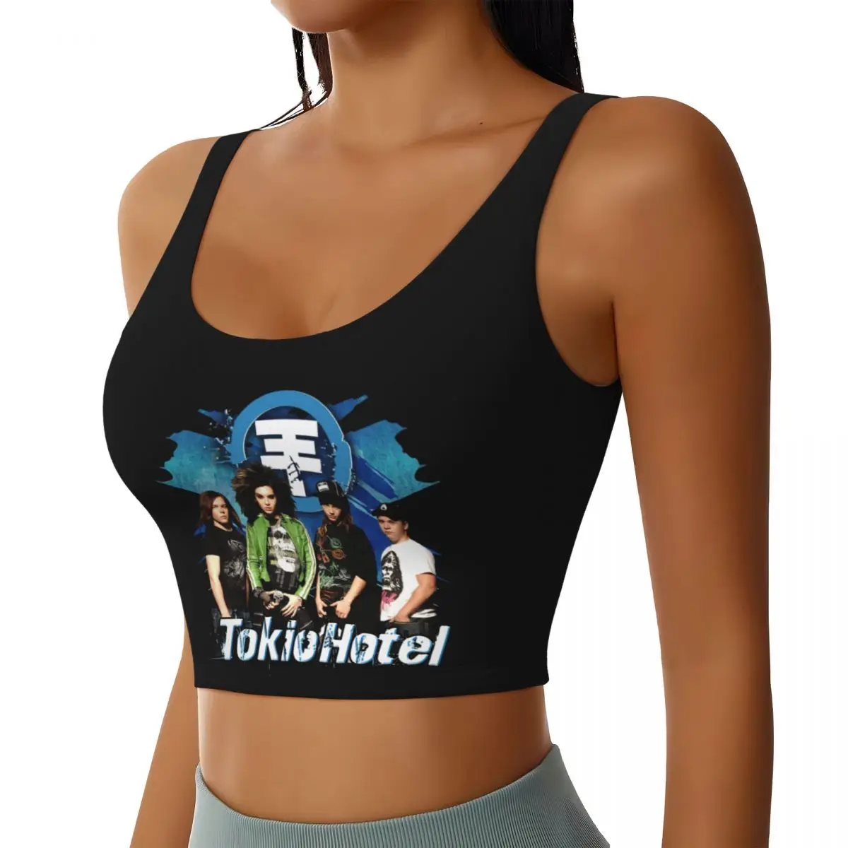 Custom Pop Rock Band Tokio Hotel Workout Crop Tank Tops for Women German Yoga Sports Bras