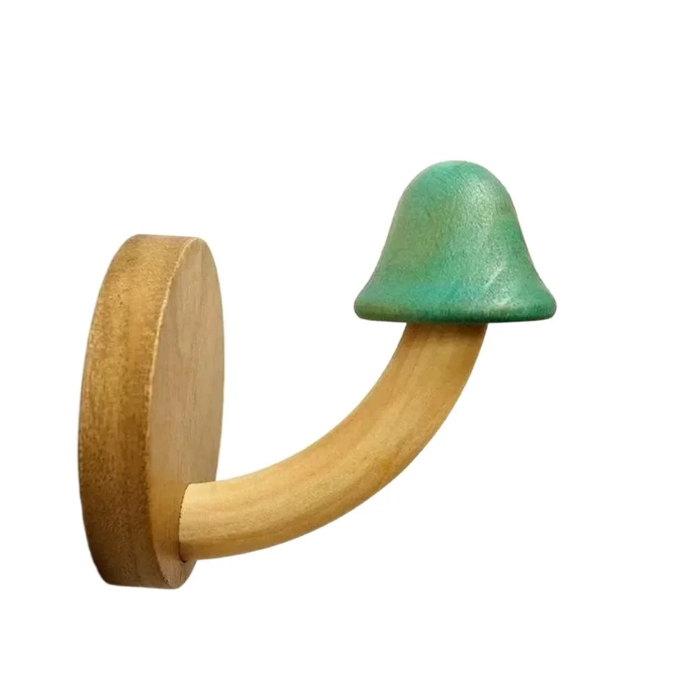 

Wooden Mushroom Clothes Hat Hooks Wall Decoration Drill-Free Bathroom Hanger Organizer Easy to Install Self-adhesive