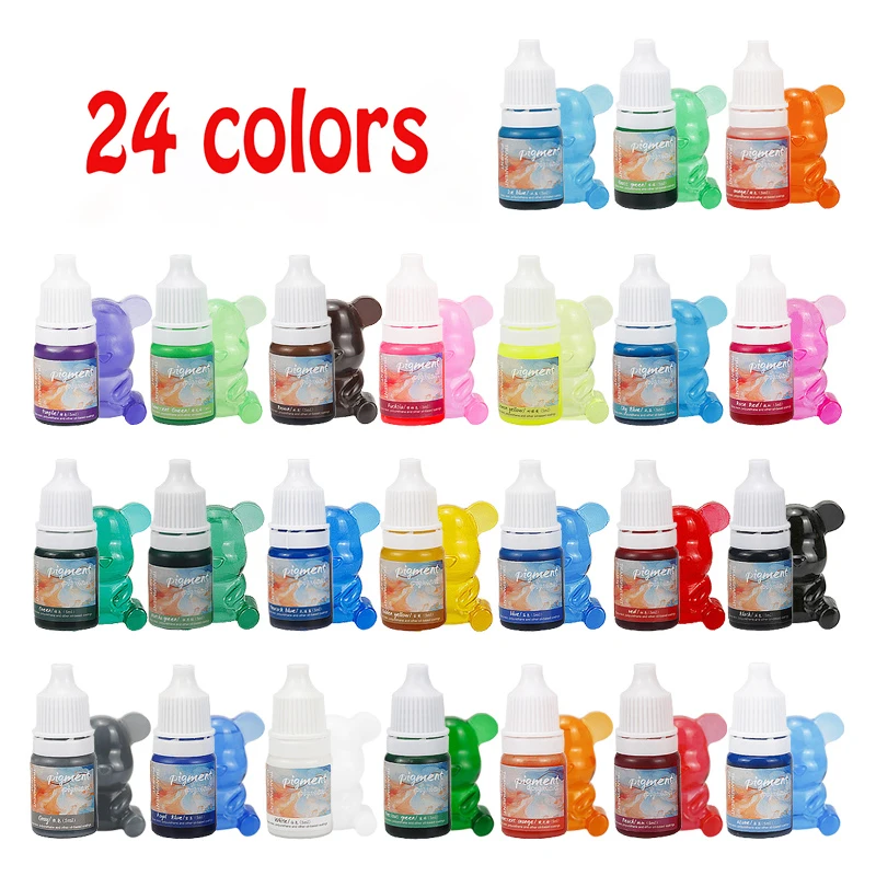5ml 24Colors Epoxy Resin Paint Pigment Concentrated Liquid Resin Dye Colorant for UV Resin Coloring Jewelry Art Craft DIY Making