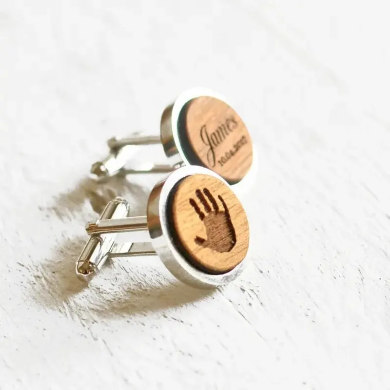 Baby Handprint Footprint Cufflinks, First Father's Day Gift, Personalised Gift for New Dad, Childs Name Birth Date Cufflinks