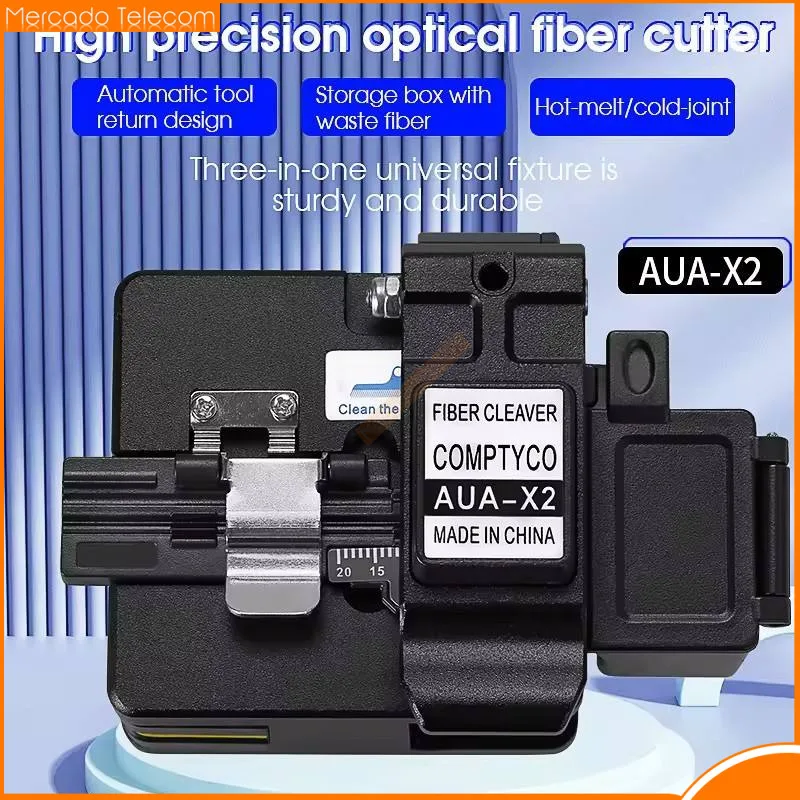 

AUA-X2 High Precision Fiber Cleaver With Waste Fiber Box,FTTH Fiber Optic Cold Connection Hot Melt Cable Cutter Tools