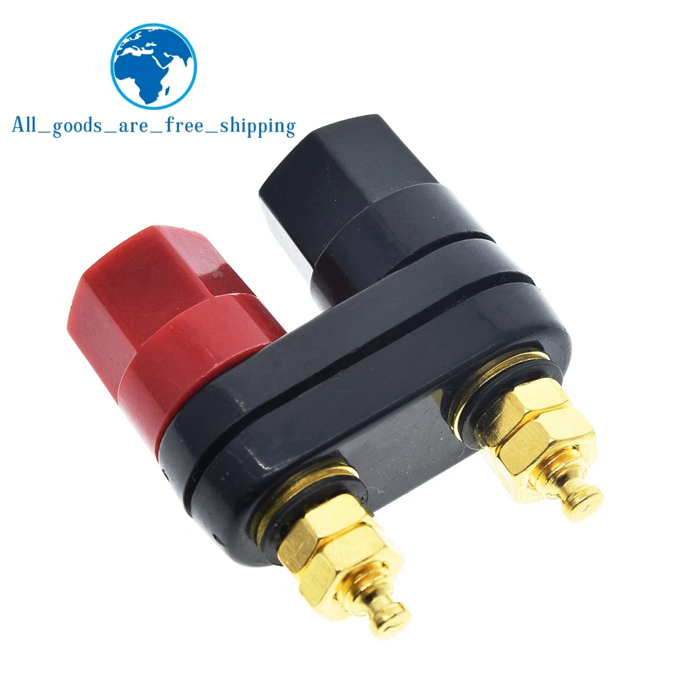 Tzt qualidade plugues banana casal terminal-bloco vermelho preto conector amplificador terminal-bloco ligação post banana alto-falante plug jack