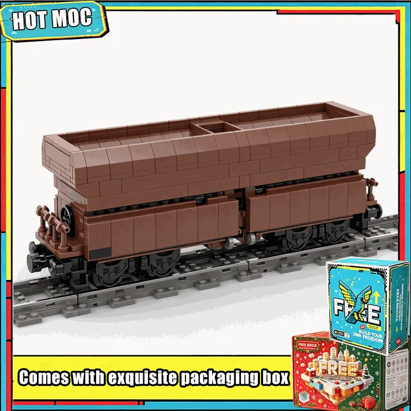 863 PCS MOC Self Unloading Hopper Wagon Cargo Train Model Custom Building Blocks Standard Size Brick Set Railway Display Gifts