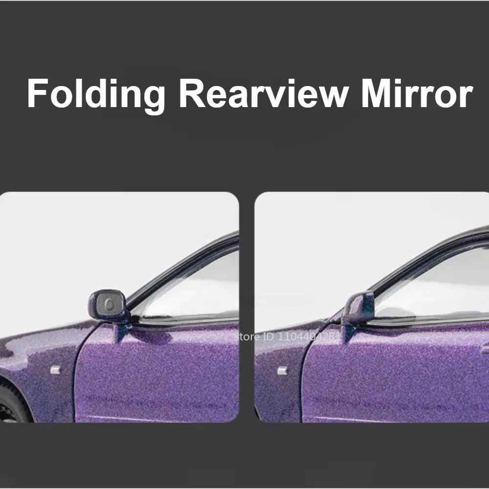 Voitures de sport en alliage GTR R34, modèles moulés sous pression, jouets, 4 portes ouvertes, son et lumière, véhicules à collectionner, décoration de maison Miniature, 1:24