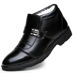 Qualidade Alta Top Formal Vestido Sapatos Inverno Homens Botas de couro genuíno 2023 Elegante Quente Plush Ankle Boots Masculino Escritório Pai