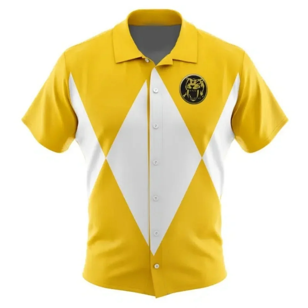 Green Warriors Mighty Morphin PowerRangers 부통 셔츠 하와이안 올 매치 스포츠 캐주얼 여름 남성