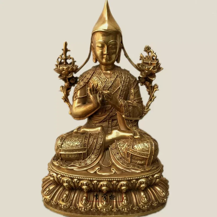 

20"50cm dharmachakra mudra buddha India Rinpoche copper Tsongkhapa buddha statue
