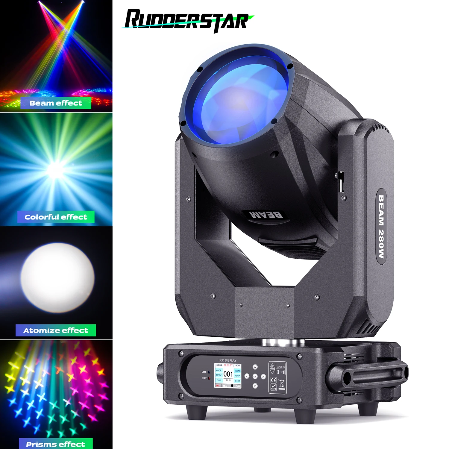 

280W Beam Moving Head Lights High Brightness Rainbow Effect Stage Lighting Projector for Bar Disco Party Concert Wedding Theater