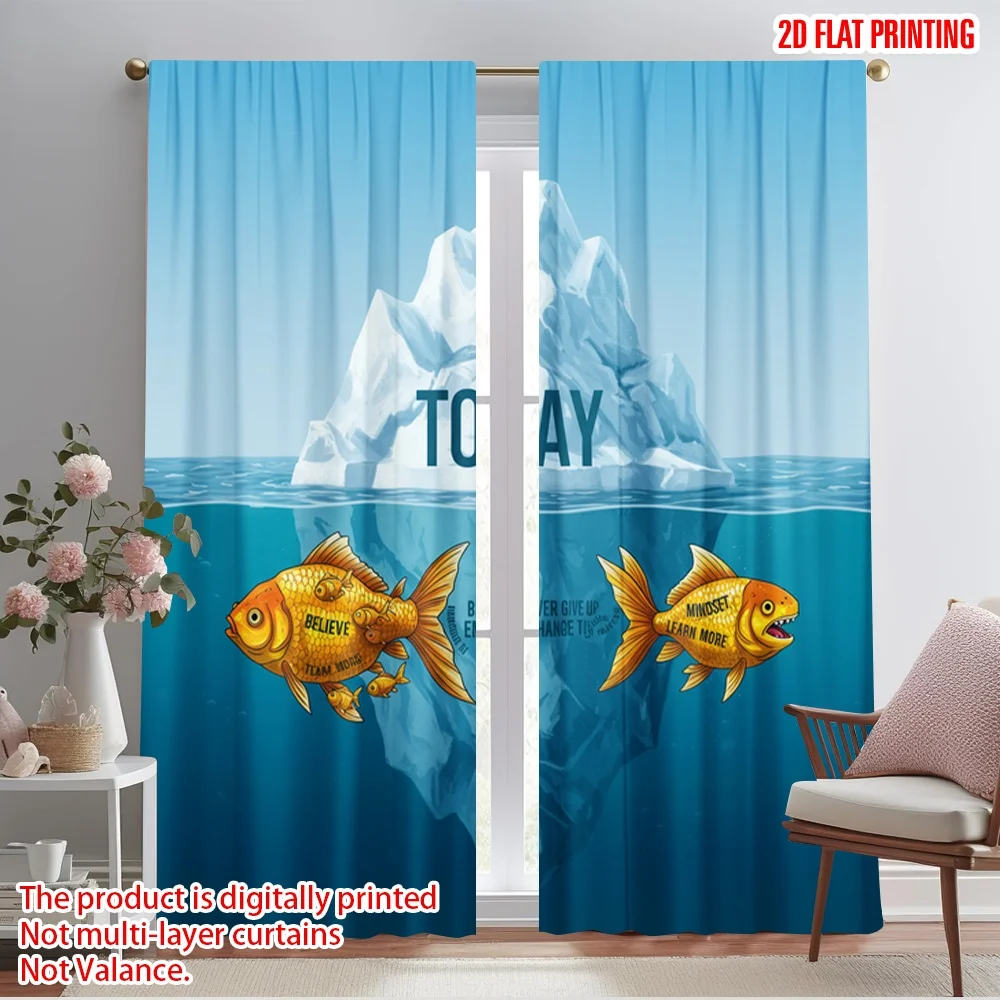

2pcs 2D flat printing Drapes Teamwork Mindset Everything Today Fabric Without Electricity Holiday Decorations for room decor