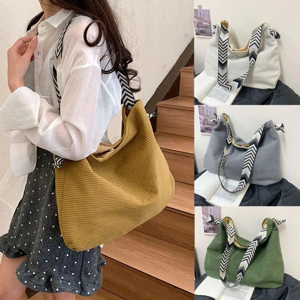 Casual Corduroy Women's Tote Bag Large Capacity Crossbody Messenger Bag Hobo Bag Phone Pocket Shopping Tote Bag Travel