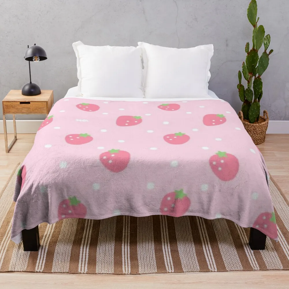 

Pink strawberry Throw Blanket Throw Blanket cosplay anime Moving Kid'S Soft Plush Plaid Blankets