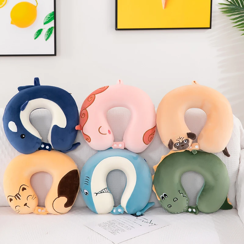 

30cm Cartoon U-shaped Travel Pillow Plush Pillowcase for Outdoor Travel Aircraft Soft Pillow Cushion To Protect Neck