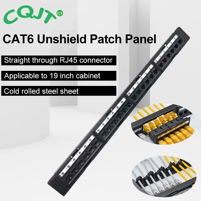 

19 "1U Bracket, 24 CAT6 Ports, Patch Panel, RJ45 Network Adapter, Keystone Jack, Modular Distribution Frame