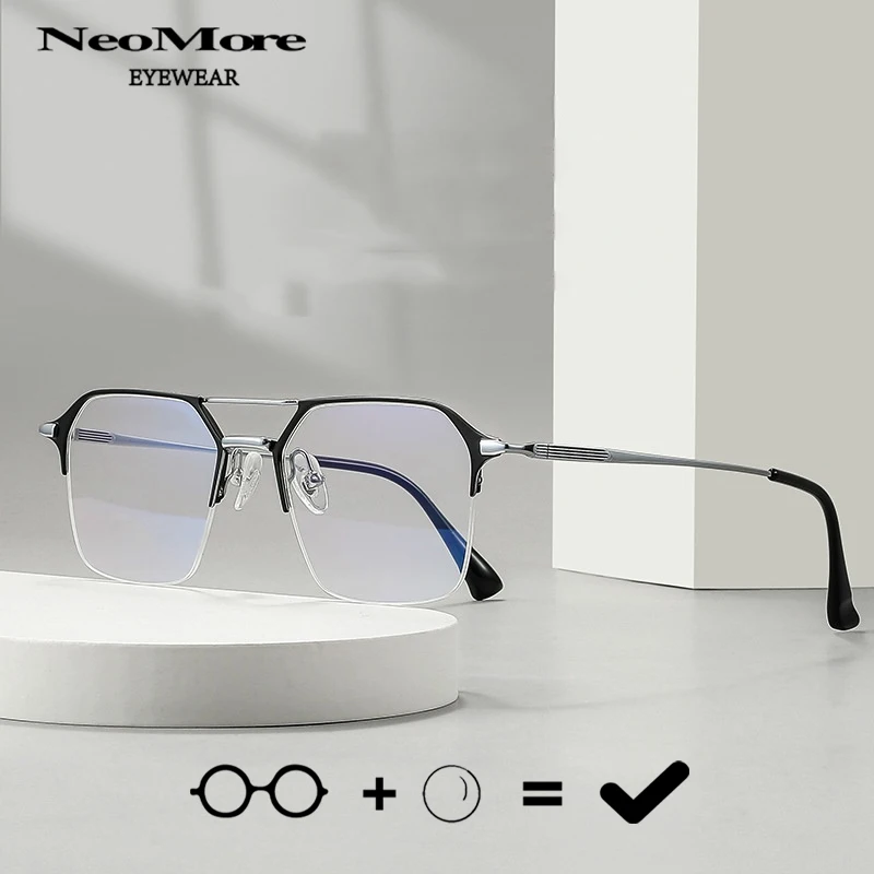 

Light Titanium Prescription Glasses with Prescription Prescription Prescription Square Myopia Eyewear Flying Multifocal Glasses