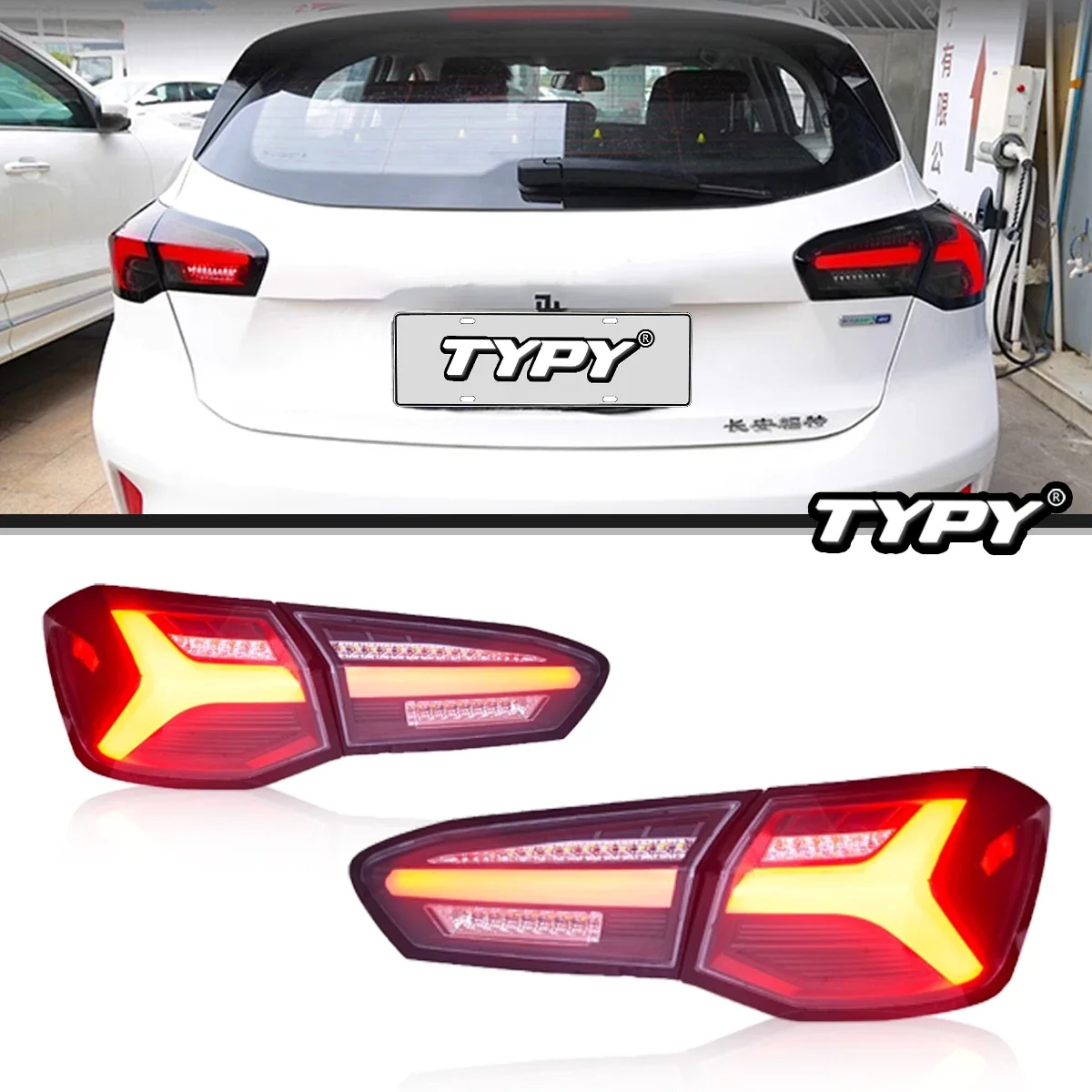

TYPY автомобильные задние фонари для Ford Focus Hatchback 2019-2021 светодиодные автомобильные задние фонари дневные ходовые огни автомобильные аксессуары