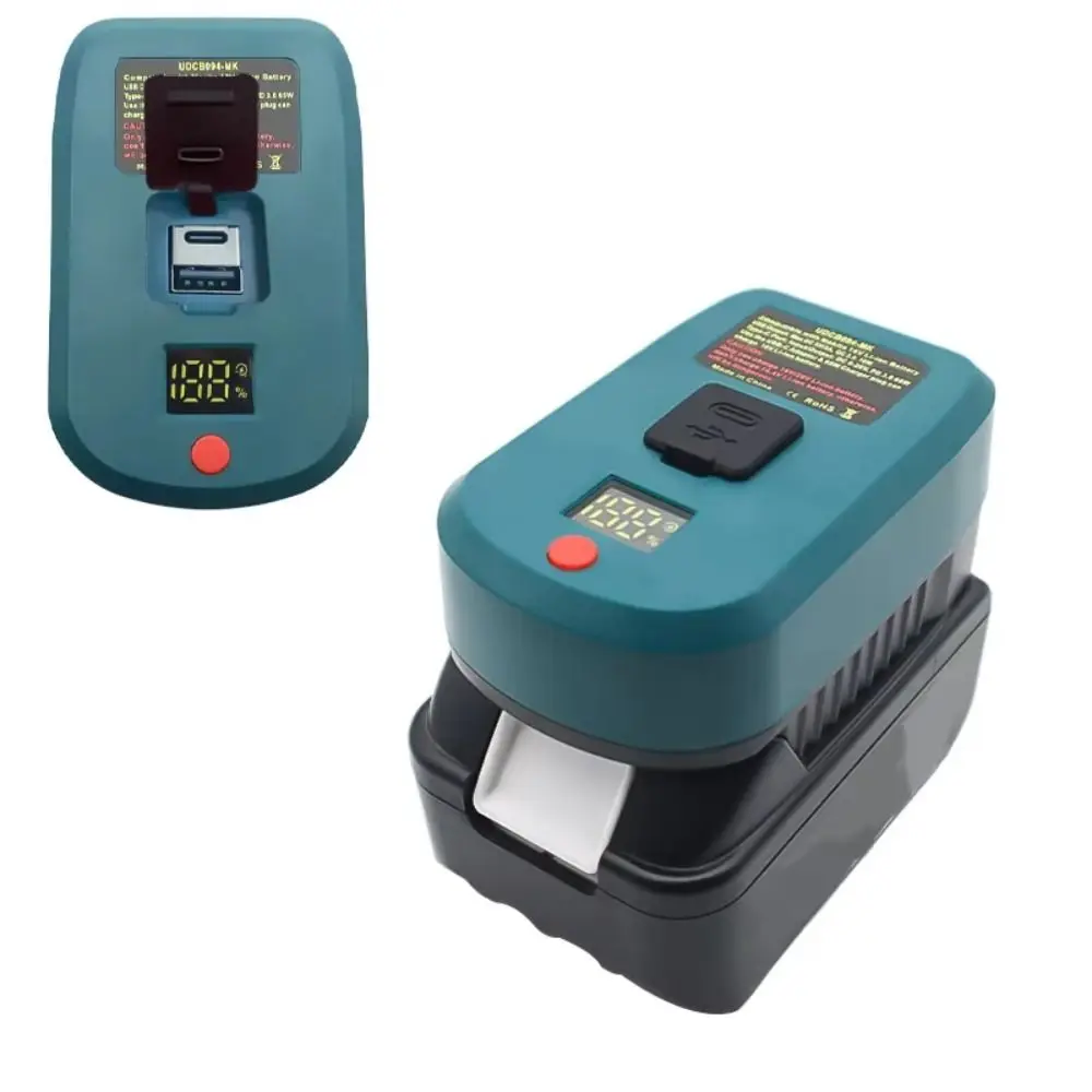 

65W Battery Converter Adapter with Type-C Port and USB Port QC3.0 Fast Charger for Makita/Dewalt/Milwaukee/Bosch