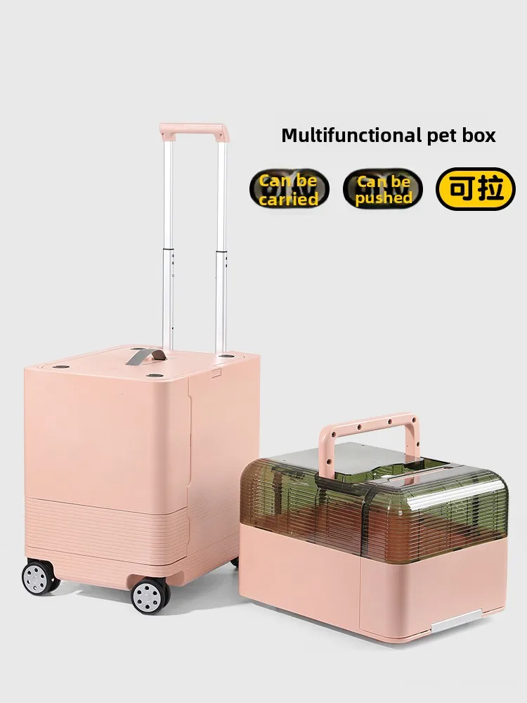 Pet Out Cart Double Layer Removle Cat And Dog Aviation Trolley Suitcase Car