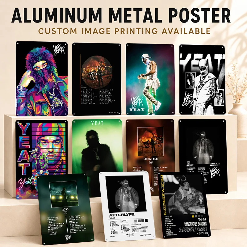 Yeat Aluminum Posters Customized Metal Tin Sign Bold Music Icon Tribute Wall Art For Listening Lounge Bedroom And Collectors