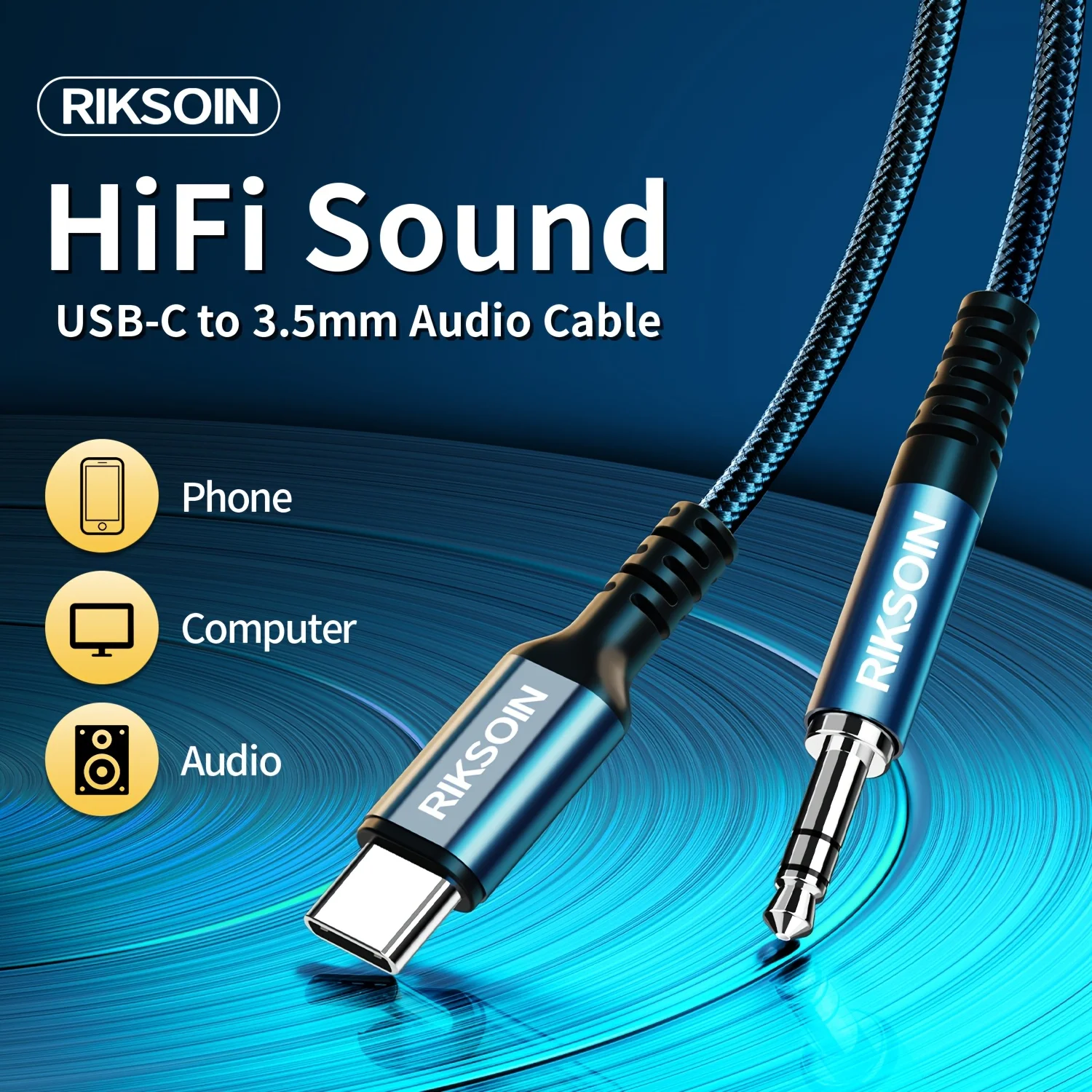 USB C to 3.5mm Aux Audio Cable Nylon Braided Audio Adapter Compatible with iPhone 17 16 15 Series Galaxy S25 S24 S23