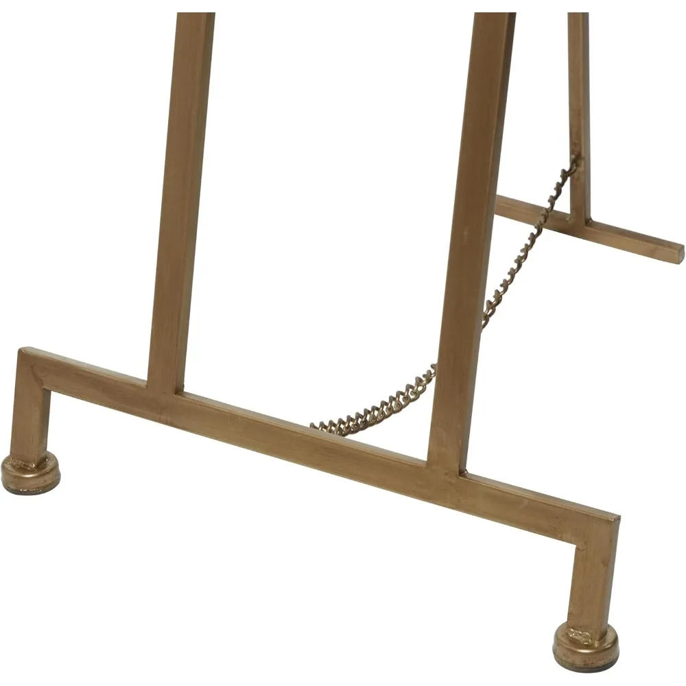 Large Adjustable 3-Tier Metal Display Easel Stand Gold Floor Standing with Chain Support for Art Decor