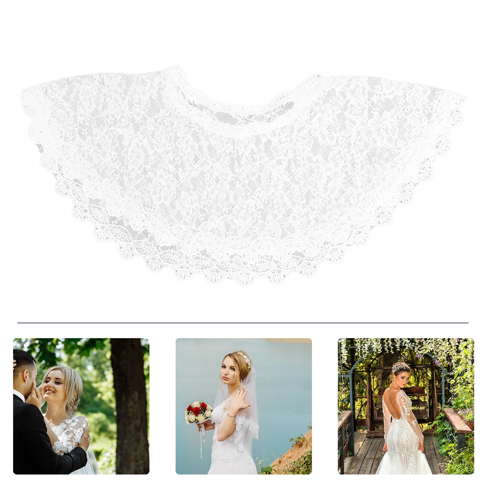 

Off Shoulder Bridal Lace Shawl Hollow Wrap Elegant Wedding Dress Cloak Lightweight All-Match Dress Lace Cover for Formal