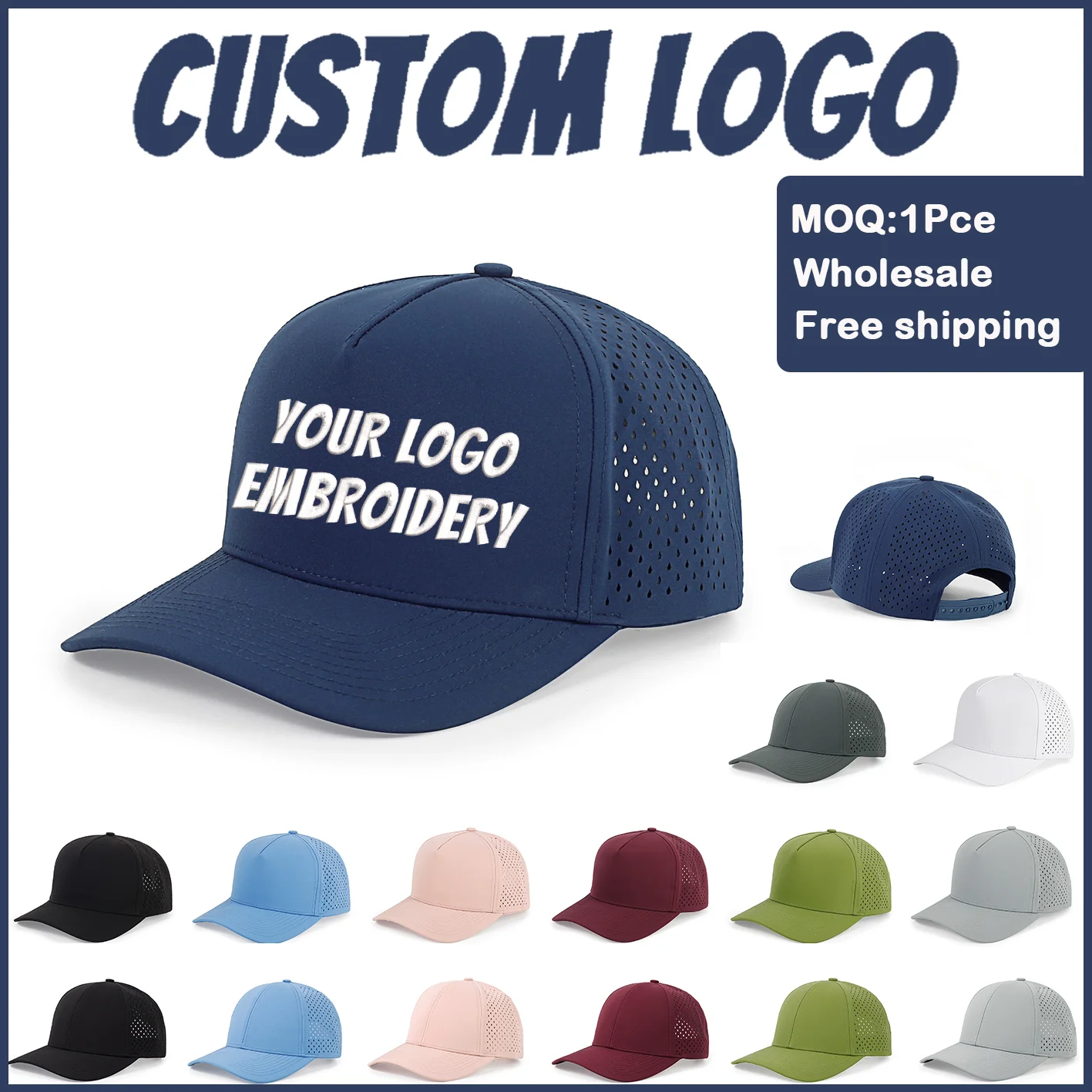 Fedoryn Custom Trucker Hat Unisex Nylon Waterproof Quick-dry 5-Panel Baseball Hat  Letter Embroider DIY Print Sun Hat Wholesale