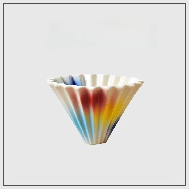 Colorful Rainbow Burn Colored Ceramic Filter Cup Seven Color Hand Brewed Coffee Drop Filter Cup Cake Cups Coffee Filter Tea Set