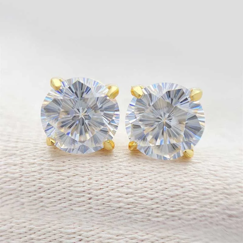 Blossom Cut Moissanite Earrings Screw Back 925 Sterling Silver D VVS1 Moissanite Diamond Stud Earrings 14K Gold Plated Pass Test