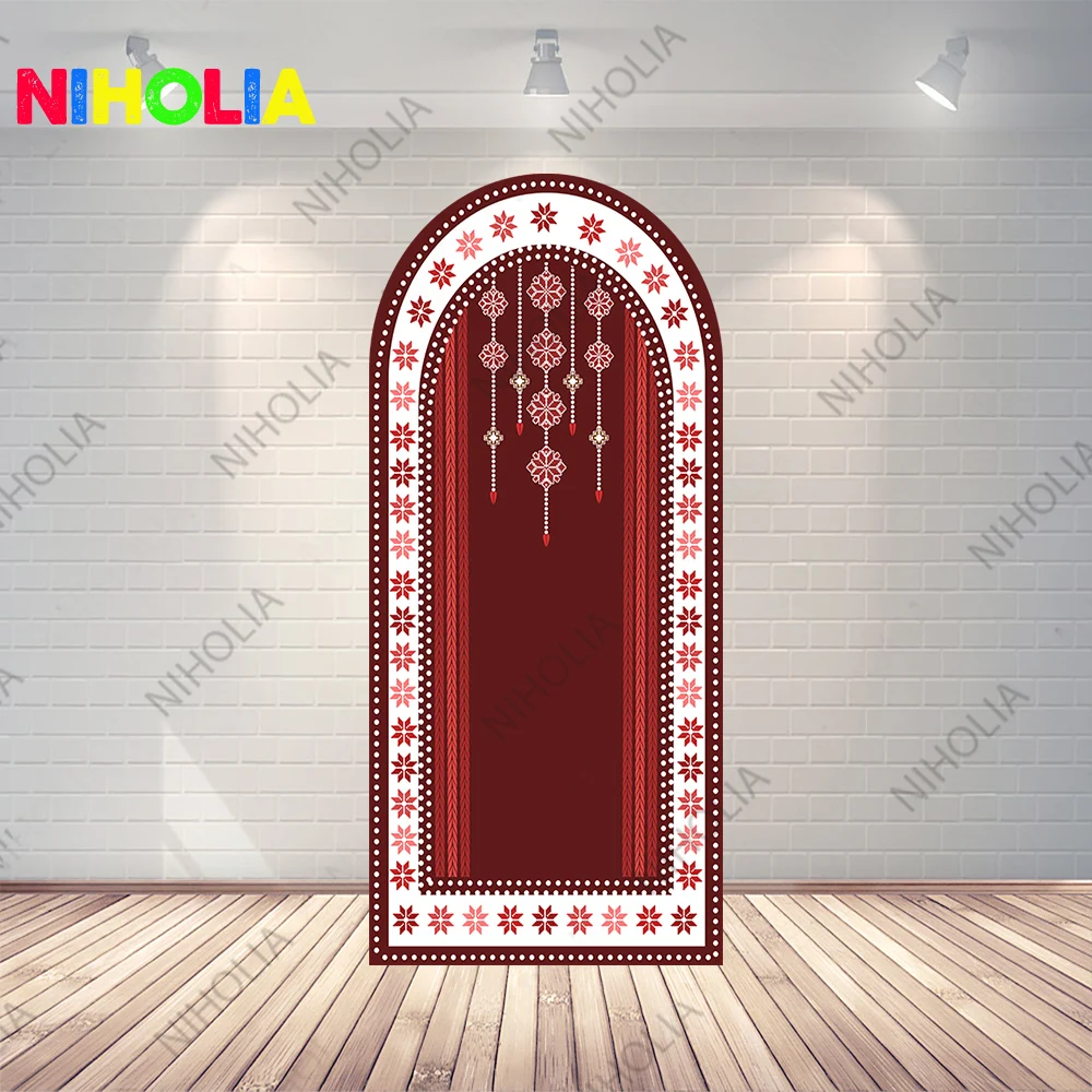 Niholia Palestinian Embroidery Arch Photo Backdrop Kids Birthday Party Background Baby Shower Doubleside Fabric Photo Booth Prop