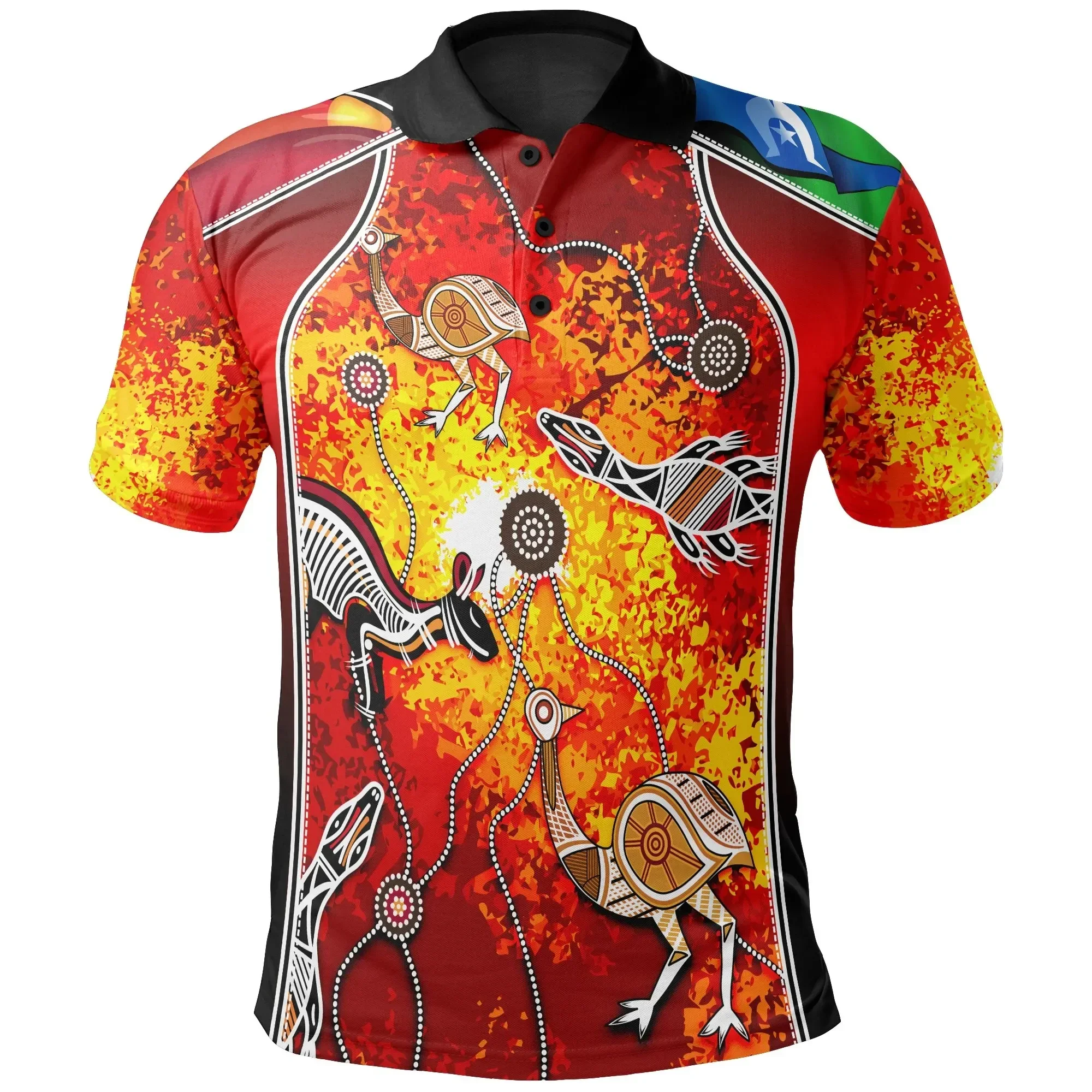 ABORIGINAL Australia Culture Art 3D Printed High Quality New Polyester Fiber Men Female Collar Polo Shirt Tee Tops Anti Shrink