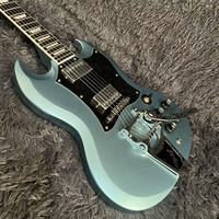 Free Shipping Blue Silver Powder Electric Guitar HH Pickups Chrome Hardware Tuilp Tuners Tune-O-Matic Bridge Guitar