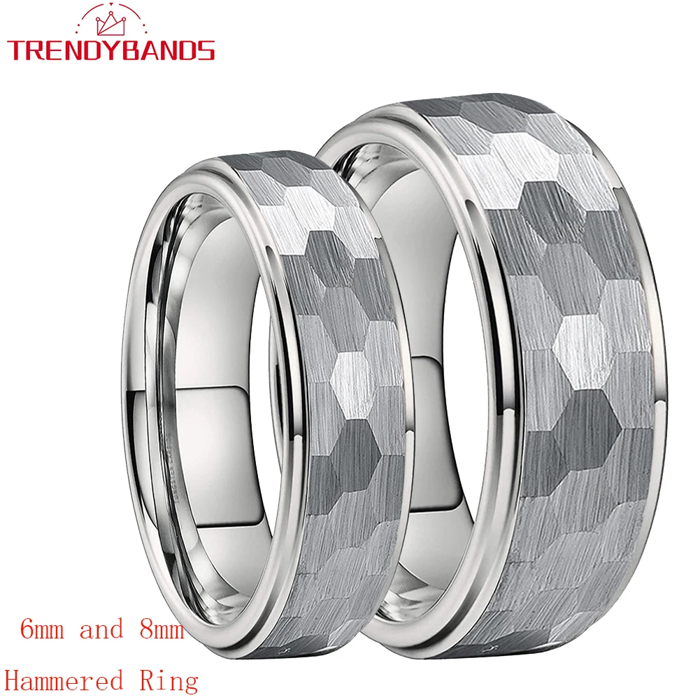 

6mm 8mm Tungsten Carbide Wedding Band Engagement Ring for Men Women Wholesale Fashion Jewelry Hammered Brushed Shiny Comfort Fit