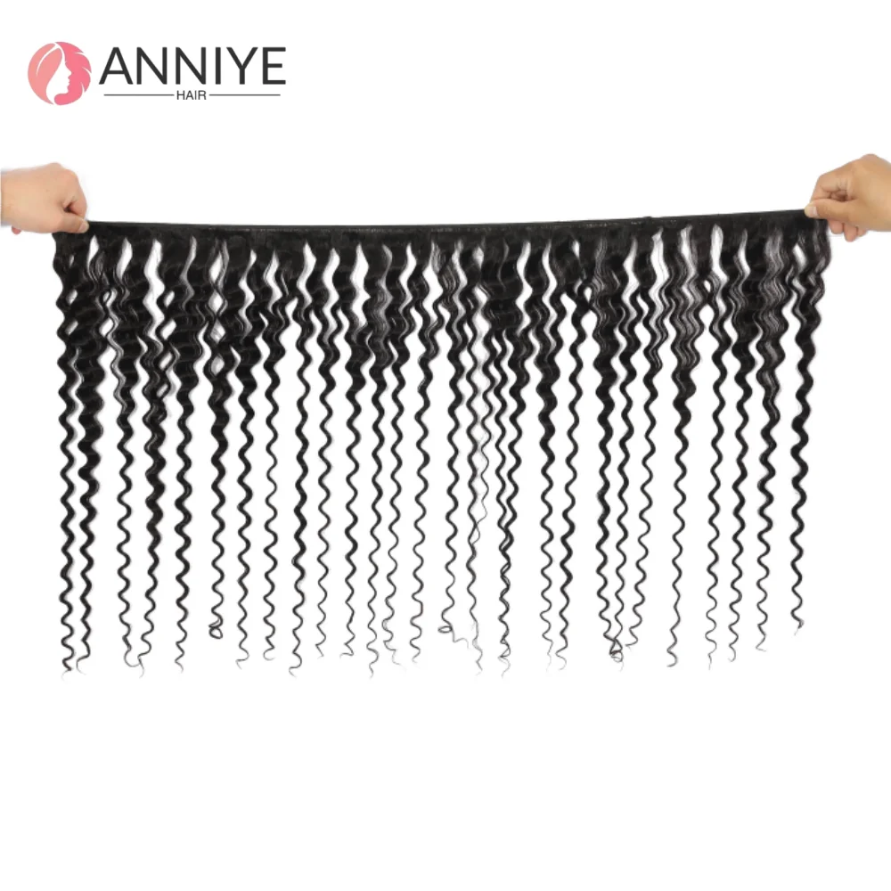 Deep Wave 3 Bundles With 13x4 Frontal Hair Natural Color Hair Extensions 100% Human Hair Weave 30 Inch Lace Frontal Remy Hair