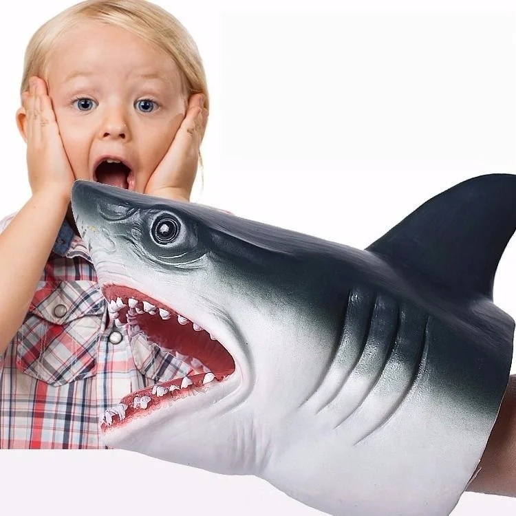 サメの手袋型人形 1個 ソフトラバー製ハンドパペット リアルな恐竜の頭 キッズトイ インタラクティブなロールプレイ 親子で楽しめるゲームトイ