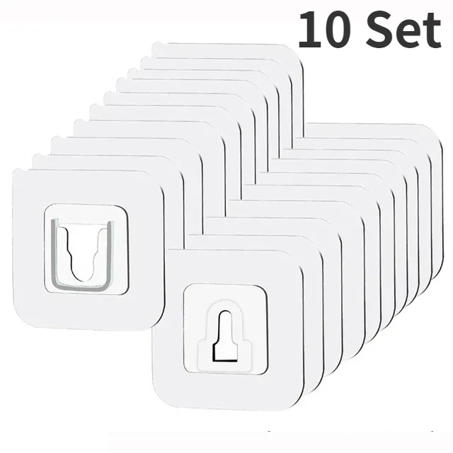20/1Set Dubbelzijdig Zelfklevende Muurhaak Hanger Socket Router Houder Ponsvrij Sterke Transparante Houder Fotolijst Plakken Haak