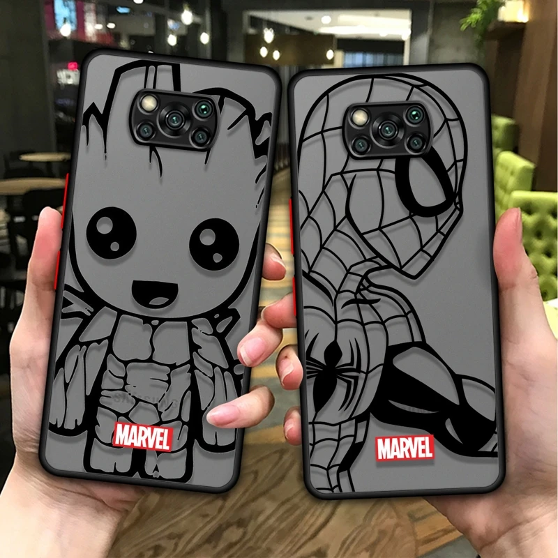 Marvel Groot Spider Iron Man Studio Funda Case Matte For Xiaomi Mi Poco X3 X4 M4 M5 NFC Pro C40 F4 F3 M5s 5G 4G GT