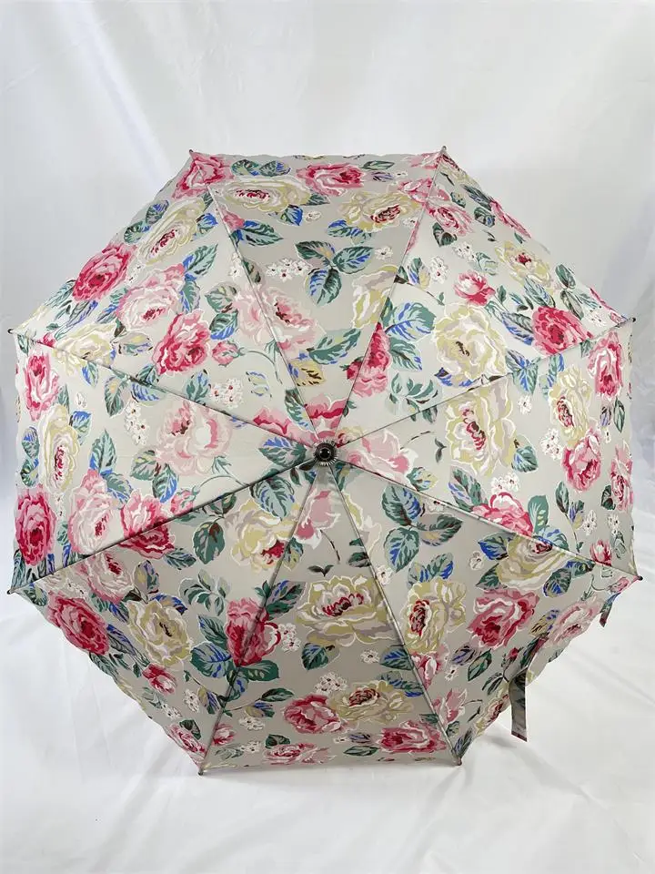 

Kensington Wooden Handle Long Umbrella Super Lightweight Sunscreen UV Protection Forest Rose Pattern Suitable for Sun And Rain