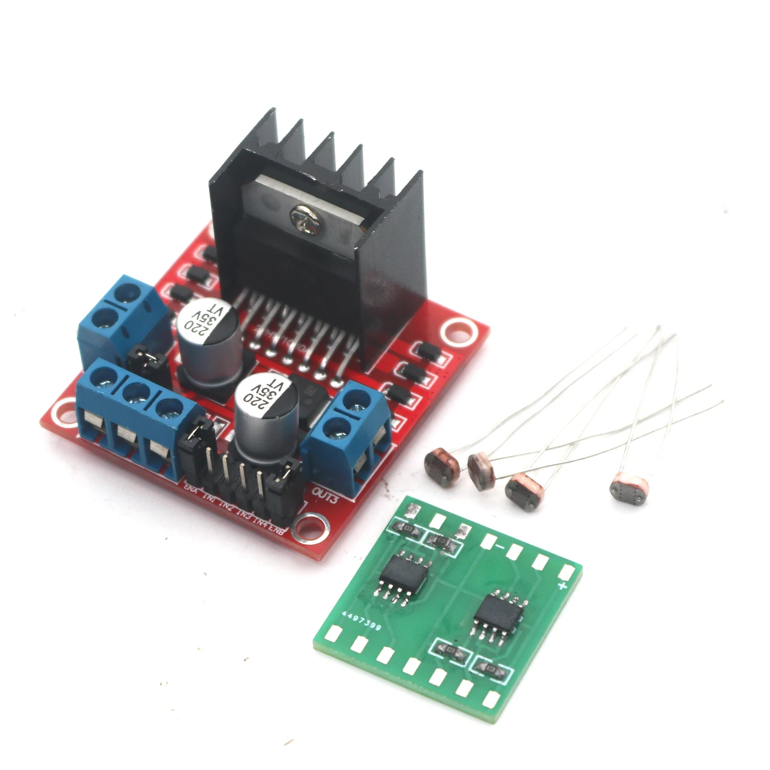 Imagem -02 - Solar Tracker com Eixo Duplo Solar Tracker com Sensor de Rastreamento Automático Placa de Acionamento do Motor Pcs 5539 Photoresistor L298n dc 12v