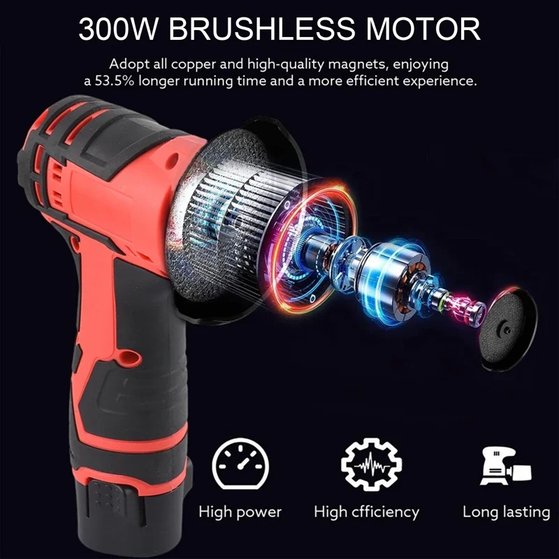 12V Mini Brushed Angle Grinder with Rechargeable Lithium Battery Cordless Polishing Machine Diamond Cutting With accessories