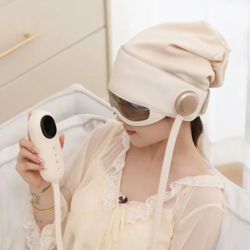 Electric Head Massager Air Pressure Hot Compress Sleeping Massage Helmet Home Relaxation Therapy Instrument Comfortable Soft