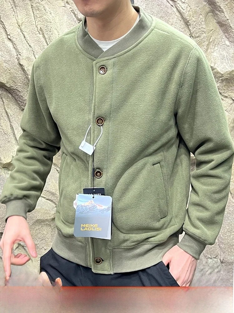 

Thiened двухслойная уличная ветрозащитная теплая куртка Fce с воротником на пуговицах для мужчин и женщин длинное пальто-стойка