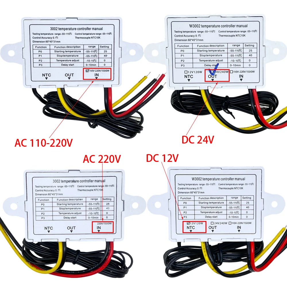 XH-W3002 Digitaler LED Temperaturregler – Thermostat Mit NTC-Sensor Für Einfache Steuerung