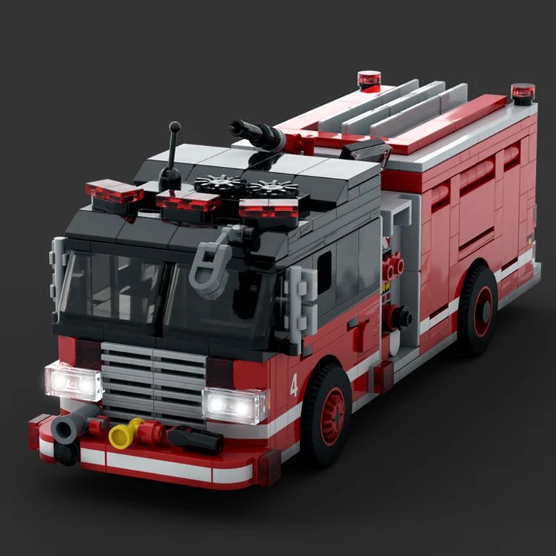 New 649Pcs City Engineering Fire Engine Car Model Diy Creative Ideas Toy Birthday Gift Technology Model Blocks Building Brick