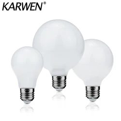 밀키 유리 전구 E27 LED 에디슨 전구 5W A60 G80 G95 110V 220V, 글로브 볼 전구 차가운/따뜻한 화이트 Lampada LED 램프