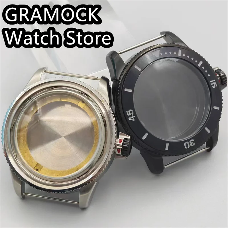 GRAMOCK 43mm Watch Case Silver Black Rose Gold Case Aluminum Bezel Fit Miyota 8205 8215 Mingzhu DG2813 3804 ETA2836 Movement