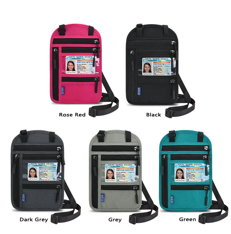 Travel Multifunctional ID Bag Hanging Neck Passport Bag Crossbody Shoulder Storage Bag Passport Holder Coin Protective Case